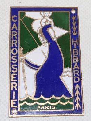 Carrosserie Hibbard & Darrin Coach Builder Reproduction Cloisonne Emblem: 2.50" x 1.50"