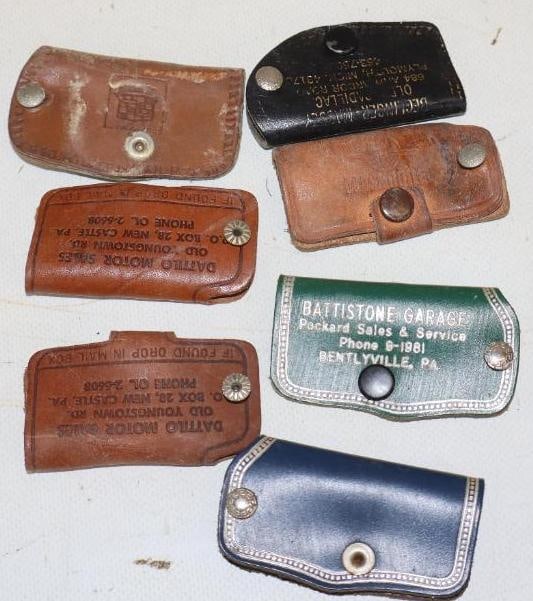 Group of 7 Cadillac, Packard And Oldsmobile Leather Key Holders (1 of 2)