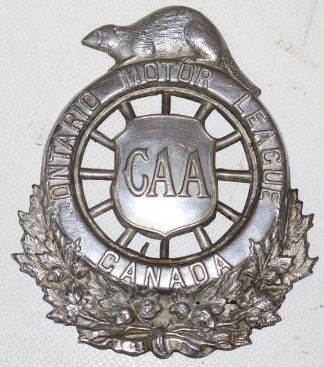 Die Cut Canada Ontario Motor League Radiator Badge: 3.75" x 4.50"