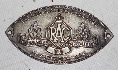 Royal Automobile Club 1964 Embossed Radiator Badge: 2.50" x 1.50"