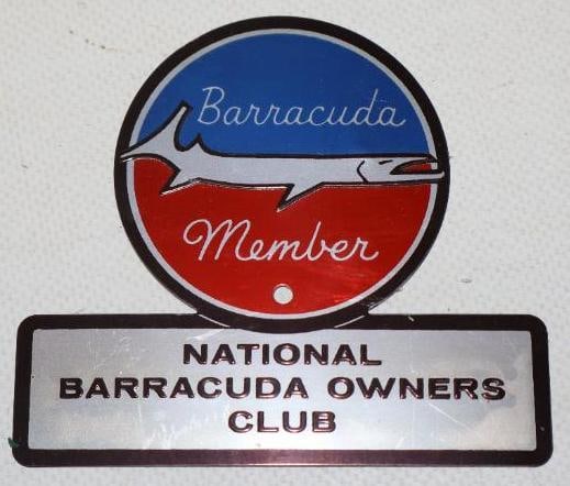 National Barracuda Owners Club Members Plaque (1 of 2)