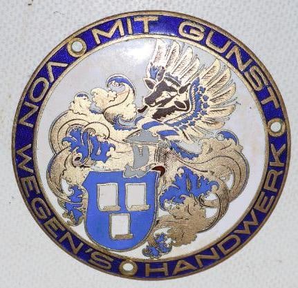 Cloisonne "Craft Guilt of Paper Maker Croucher" Radiator Emblem Badge: 3" x 3"