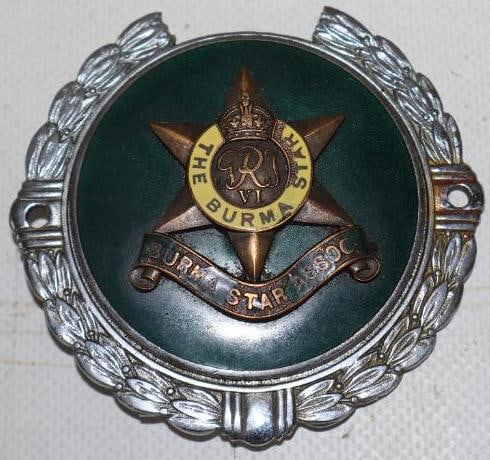 The Burma Star Association Cloisonne Radiator Badge: 3" x 3"