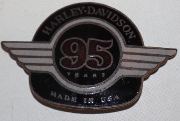 Cloisonne Harley Davidson Motorcycle 95 Years Emblem: 3.75" x 2.25"