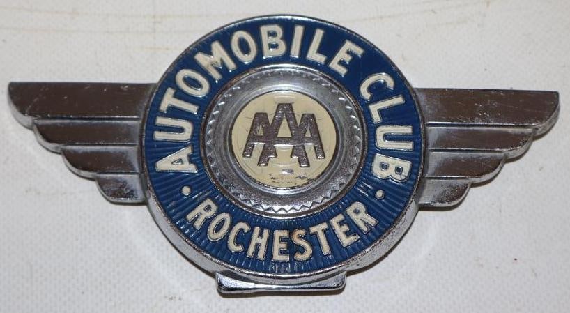 Rochester AAA Automobile Club Radiator Badge: 6" x 3" x .50"
