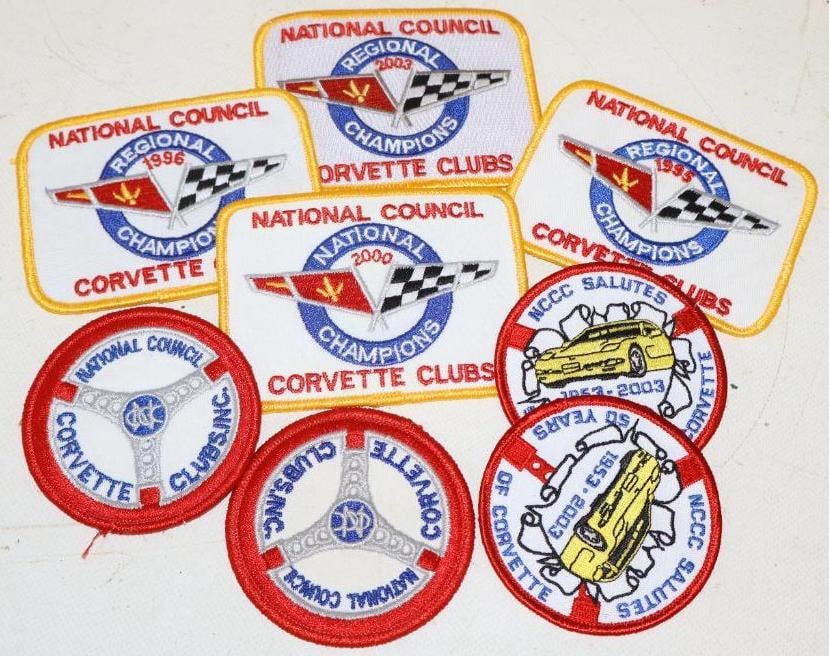 Group of 8 National Counsel Corvette Club Coat Patches: largest is 3" x 4"