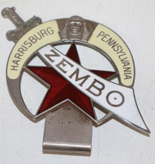 Cloisonne Zembo Harrisburg PA Masonic License Plate Topper: 4.25" x 3.25" x .50"