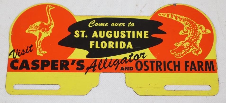 Saint Augustine Florida Casper's Alligator And Ostrich Farm License Plate Topper (1 of 2)