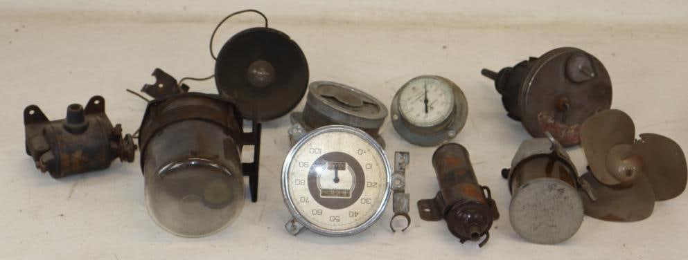Group of 9 Early Automobile Gages Lights And Accessories (1 of 5)