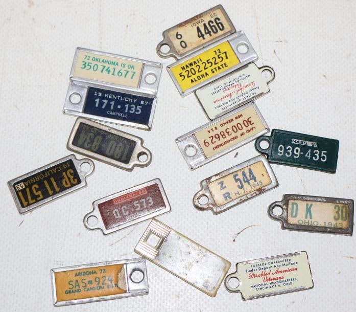 Group of 15 Different State Key Chain License Plate Tags (1 of 2)