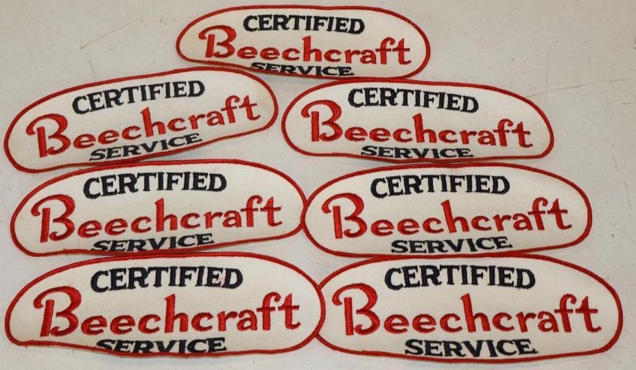 Group of 7 Beechcraft Airplane Certified Service Coat Patches (1 of 2)