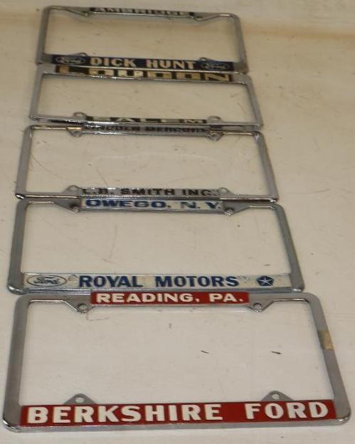 Group of 5 Ford Lincoln Mercury Dealership Metal License Plate Frames (1 of 4)