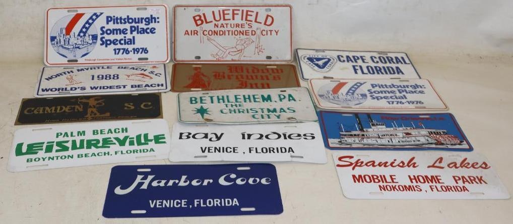 Group of 13 Florida, Myrtle Beach, New Orleans And Other Various Vacation Destinations Metal: largest is 12" x 6"