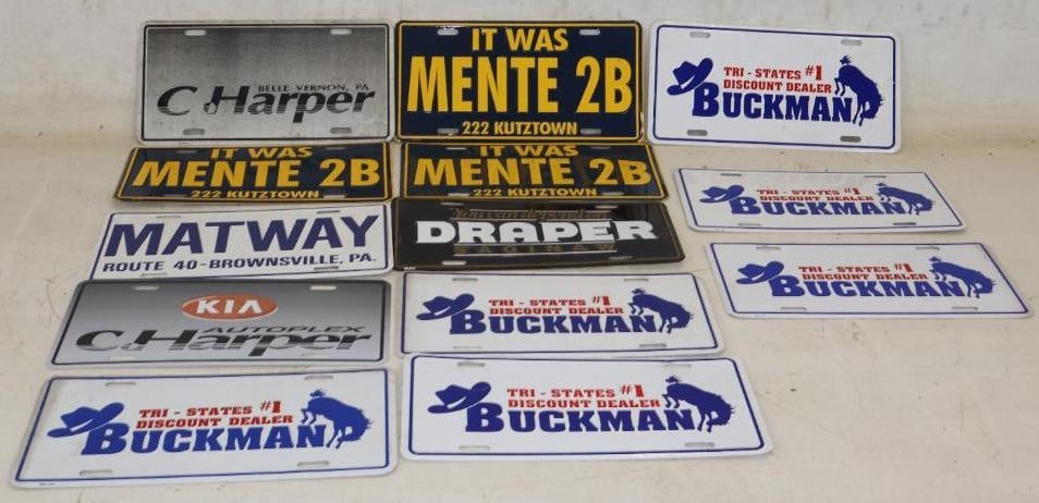 Group of 13 Embossed Metal Dealership Advertising Booster License Plates (1 of 4)