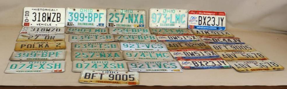 Group of 31 80's, 90's and 2000's Ohio Embossed License Plates: 12" x 6" each