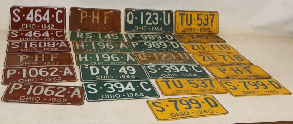 Group of 27 Ohio 1960-1962 Embossed License Plates (1 of 4)