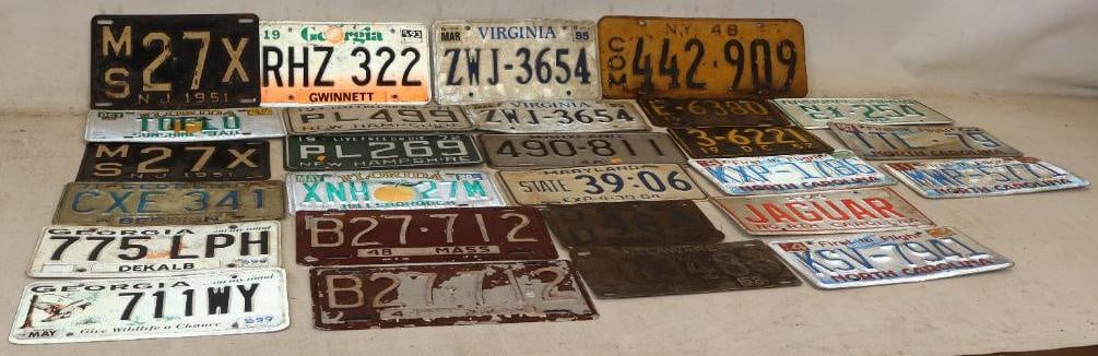 Group of 27 East Coast State Embossed License Plates (1 of 4)