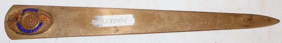 Cloisonne And Brass Marathon Tires Advertising Letter Opener: 8.75" x 1"