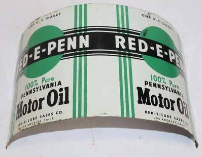 Red-E-Penn Flattened One Quart Metal Oil Can: 12" x 5.25"
