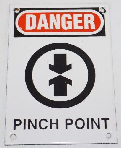 Danger Pinch Point Porcelain Warning Sign (1 of 2)