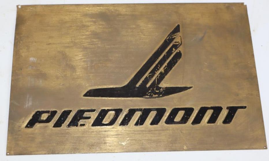 Piedmont Airlines Embossed Brass Advertising Sign (1 of 2)