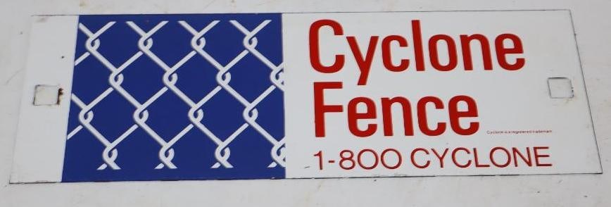 Porcelain Cyclone Fence Advertising Sign: 12.50" x 4.25"