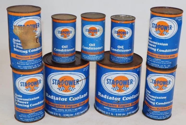Group of 9 Sta-Power Radiator Coolant, Transmission And Oil Conditioner Cans (1 of 2)
