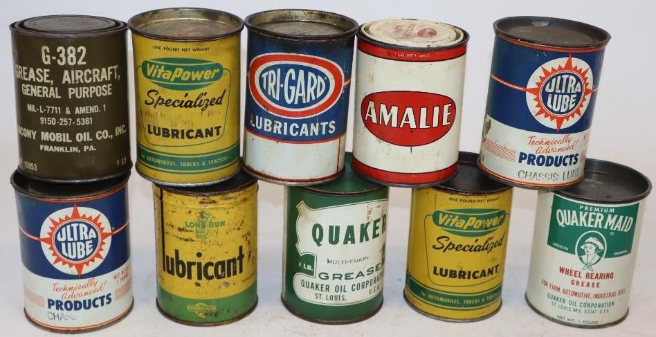 Group of 10 One Pound Grease Cans (1 of 2)