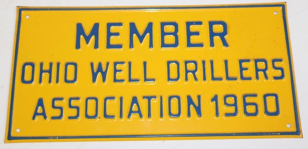 1960 Embossed Member Ohio Well Drillers Association Sign: 10" x 5"