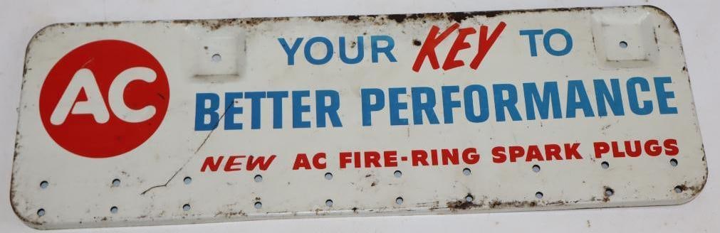AC Ring Free Spark Plugs Metal Rack Topper Sign (1 of 2)