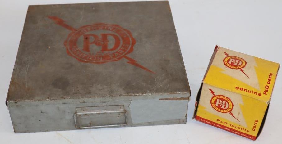 Group of 2  P A&D Ignition Parts Metal Countertop Display And Ford Distributor Cap In Original Box (1 of 4)