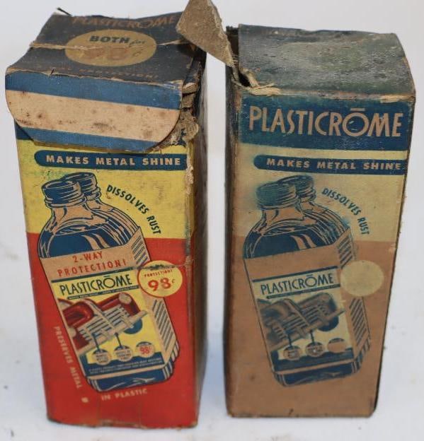 Group of 2 Plastic Chrome Makes Metal Shine Glass Bottle Kits In Original Boxes: 2.25" x 2.25" x 6" each