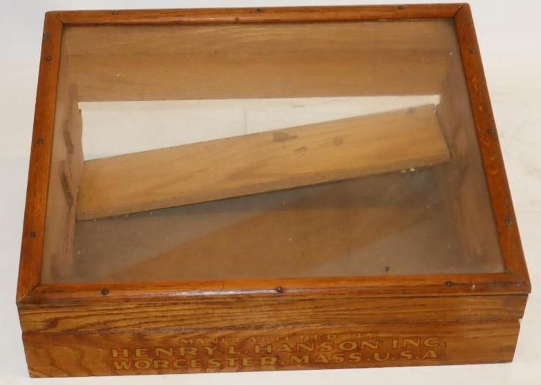 Henry L. Hanson Inc. Glass Top And Oak Display Cabinet (1 of 3)