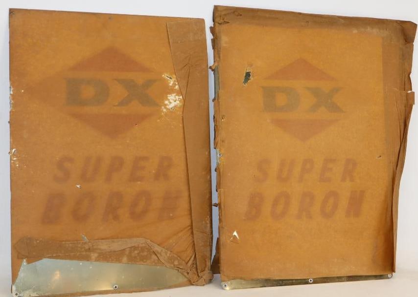 Pair of DX Super Boron NOS Gas Pump Plates: 18.50" x 26" each