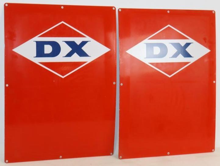 Pair of Porcelain DX NOS Gas Pump Plates: 18.50" x 26" each