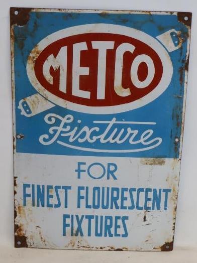 Metco Finest Fluorescent Fixtures Sigle Sided Porcelain Advertising Sign: 12" x 18"