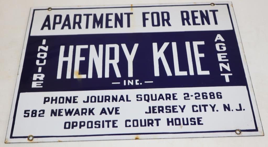 Henry Klie Inc Double Sided Porcelain Apartment For Rent Sign (1 of 3)