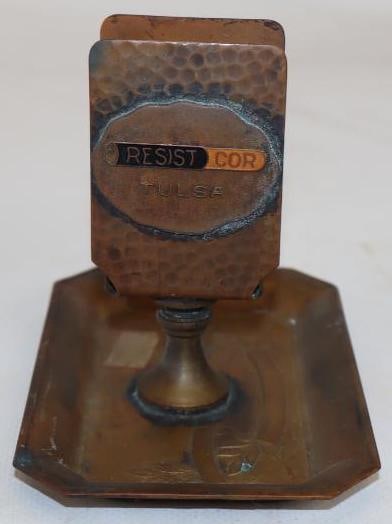 Cloisonne Resist Cor Talsa Brass Ash Tray With Match Holder (1 of 4)