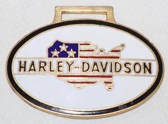 Cloisonne Harley Davidson Watch Fob: 1.75" x 1.25"