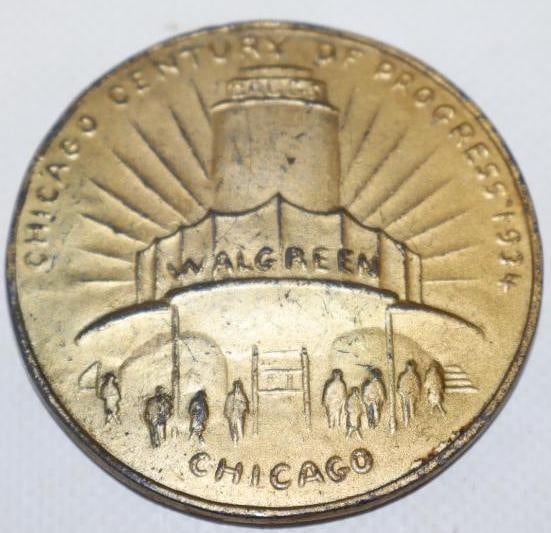 1934 Chicago Century Of Progress World Fair/Walgreen Drugs Advertising Paper Weight: 2.50" x 2.50"