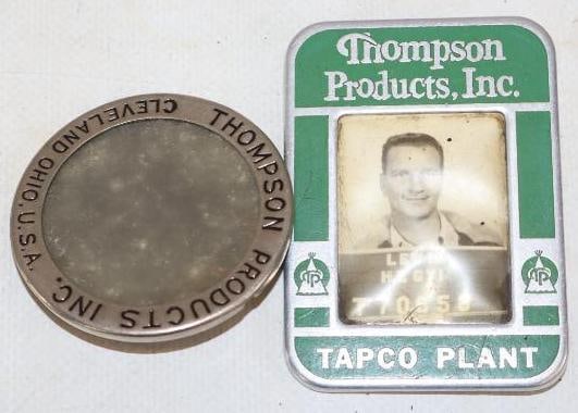 Group of 2 Thompson Products Inc Employee Pin Back Badges (1 of 2)