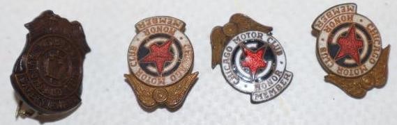 Group of 4 Chicago Motor Club And Keystone Automobile Association Pin Back Badges: .50" x .75"