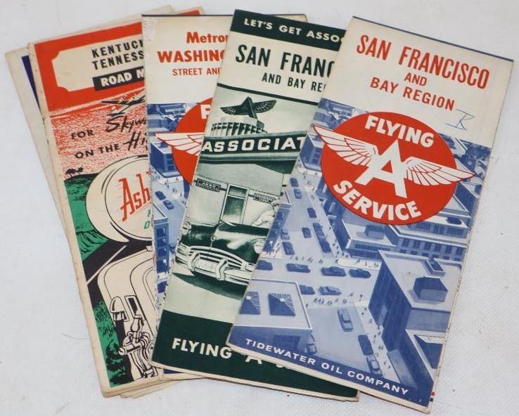 Group of 5 Flying A, Ashland And Amoco Gas Station Advertising Road Maps (1 of 2)