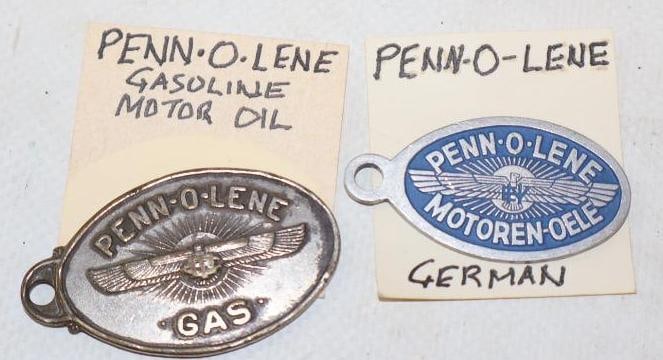 Group of 2 Penn-O-Lene Gasoline Key Chain Tags (1 of 2)