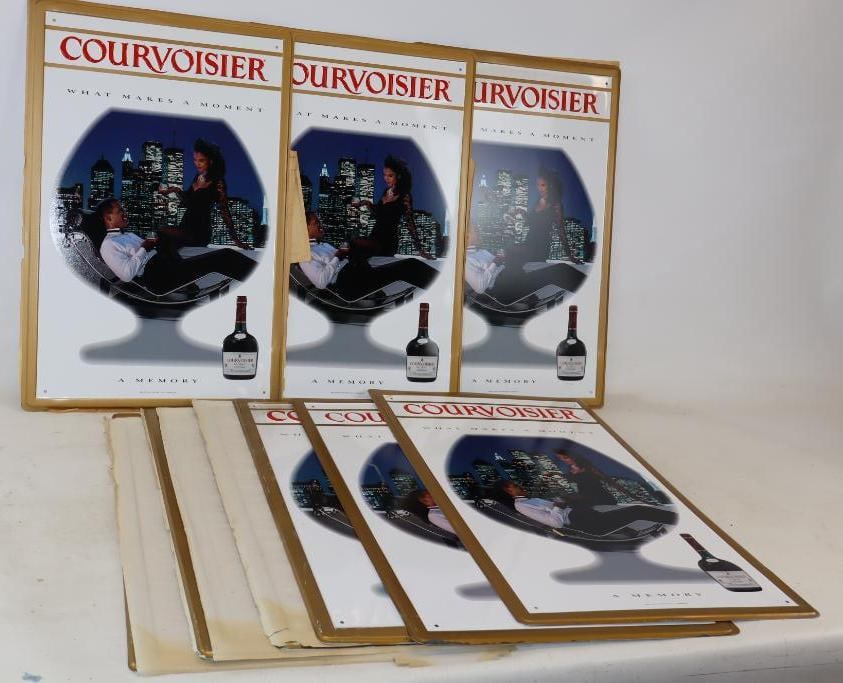 Group of 10 Courvoisier Cognac Advertising Embossed Signs: 27" x 17.50"each