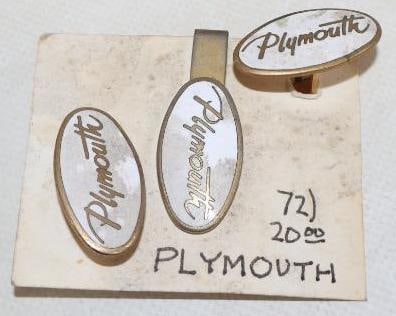Group of 3  Plymouth Motor Car Co Cloisonne Cuff  Links And Tie Tac (1 of 2)