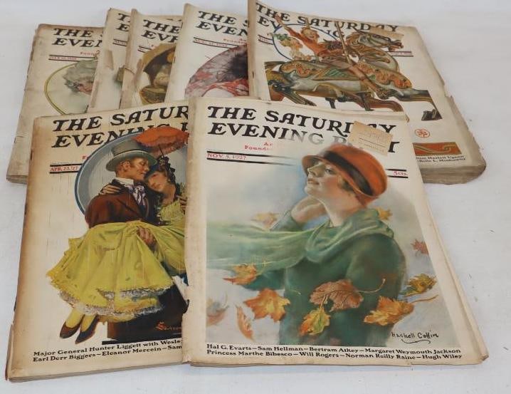 Group of 7 1920's Saturday Evening Post Magazines (1 of 2)