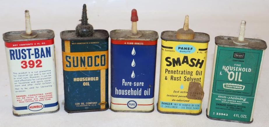 Group of 5 Humble, Sunoco, Pure, Panef And Sears Handy Oilers (1 of 2)