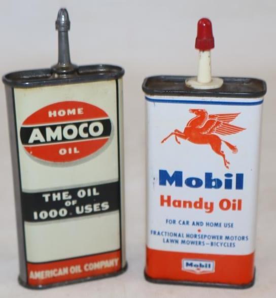 Group of 2 Amoco And Mobil Handy Oilers: Amoco Is lead top largest is 2" x 5" x 1"