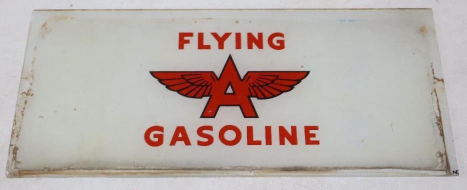 Tydol Flying A Gas Pump Ad Glass: 11" x 4.75"
